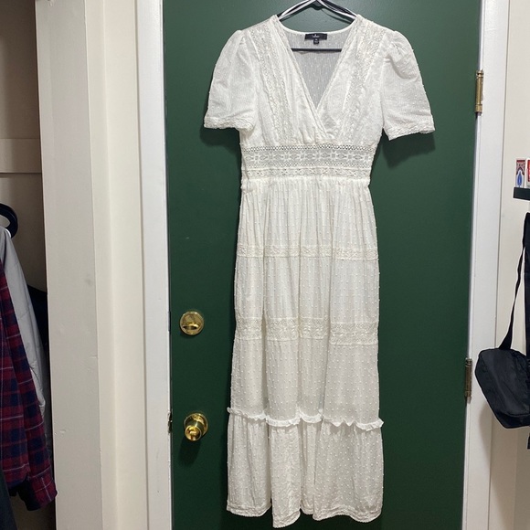 Lulus Folklore White Swiss Dot Lace Tiered Dress - Picture 2 of 7